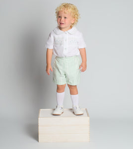 Lil Lads 2pc Smocked Short Set in Blue, Sand or Mint