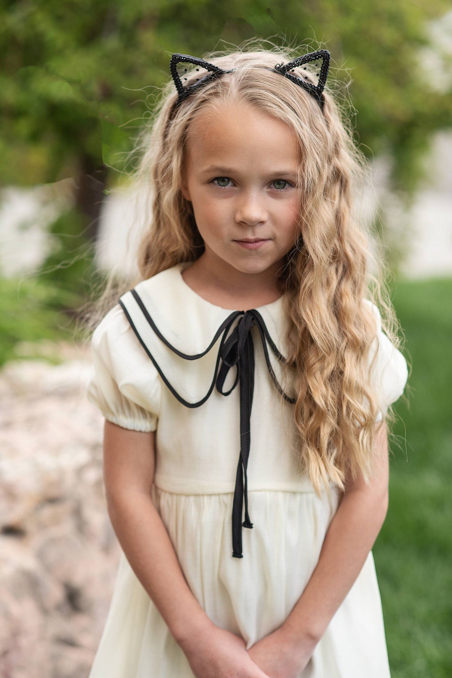 Girls Ivory & Black Dress