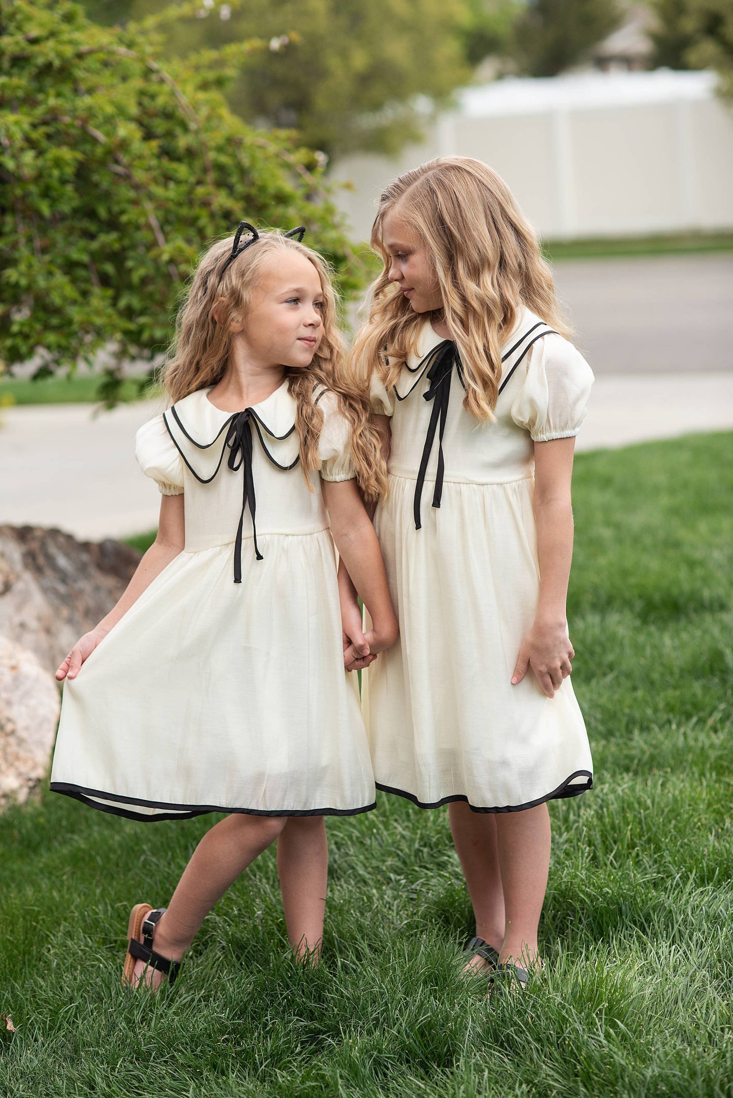Girls Ivory & Black Dress