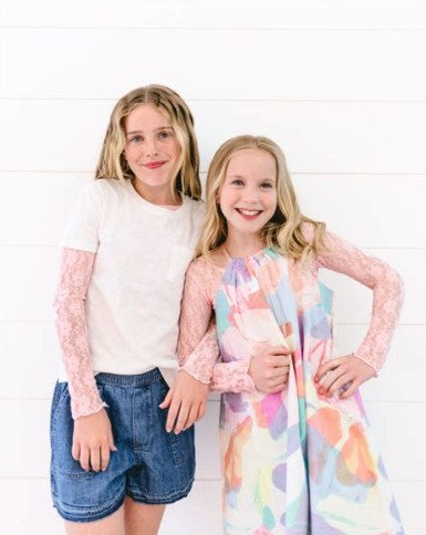 Girlee Long Sleeve Lace Halftee