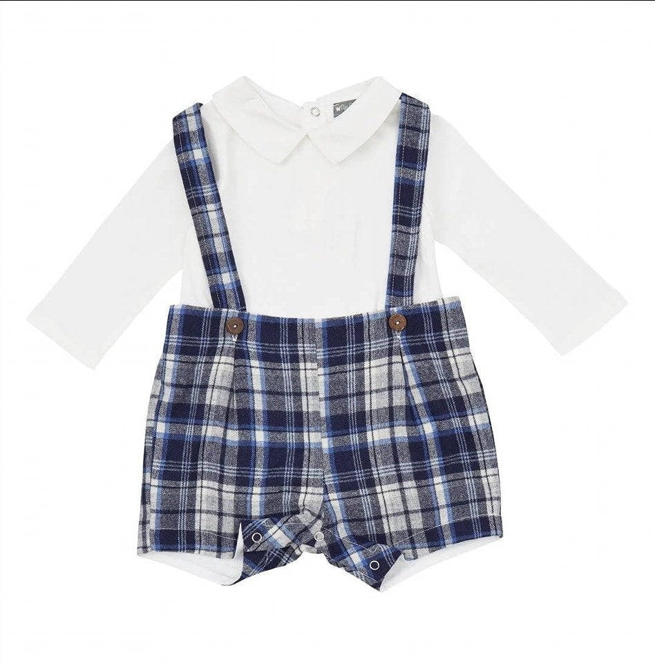 Plaid Wool Suspender Set