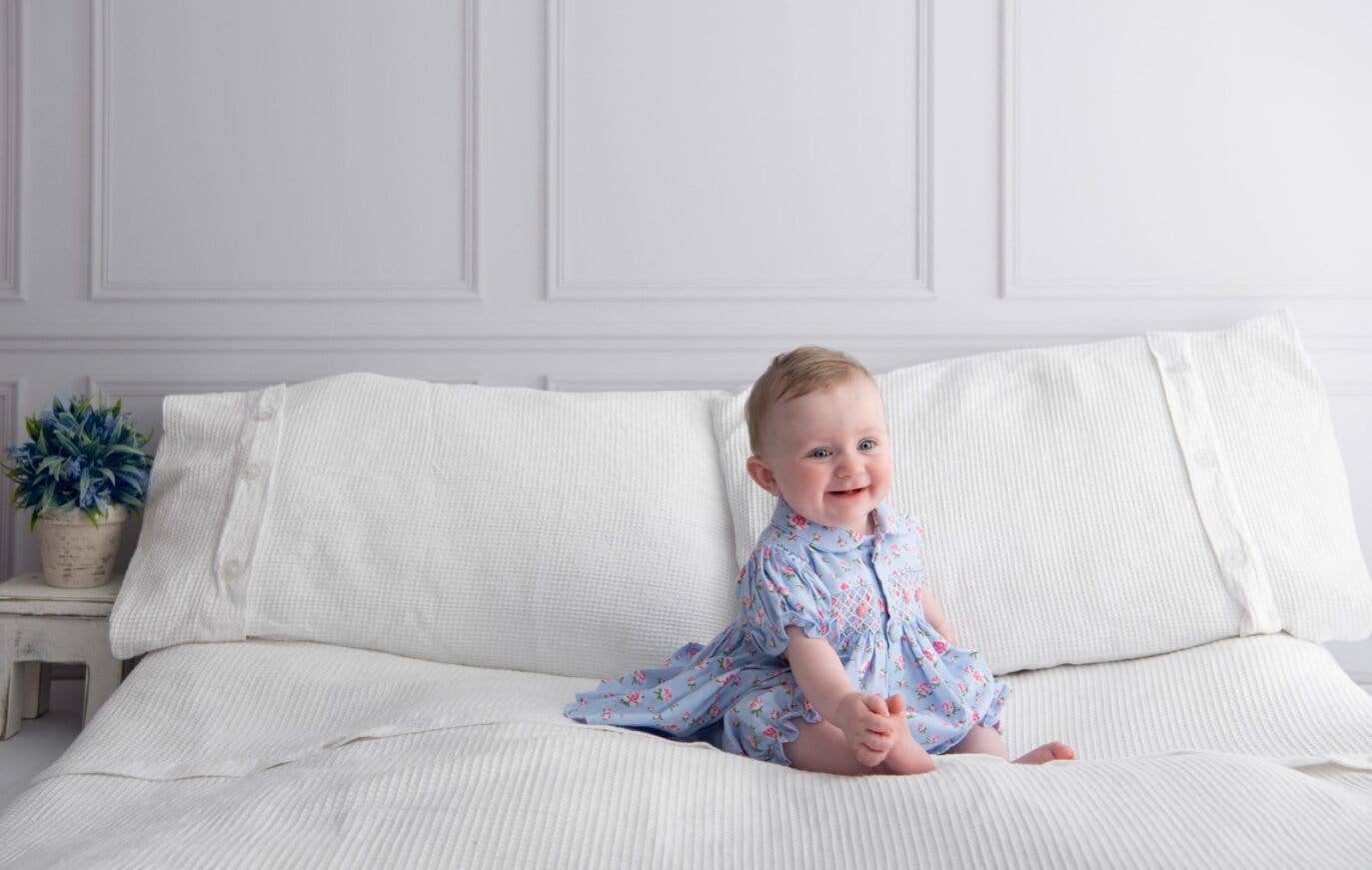 Hand smocked baby bloomer set