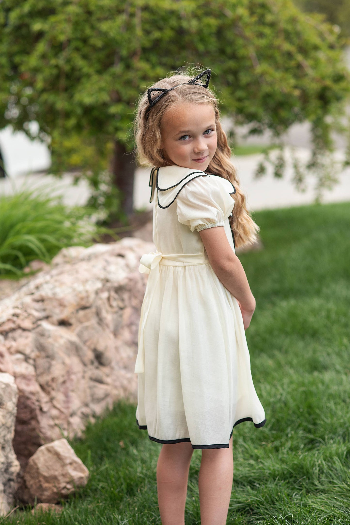 Girls Ivory & Black Dress