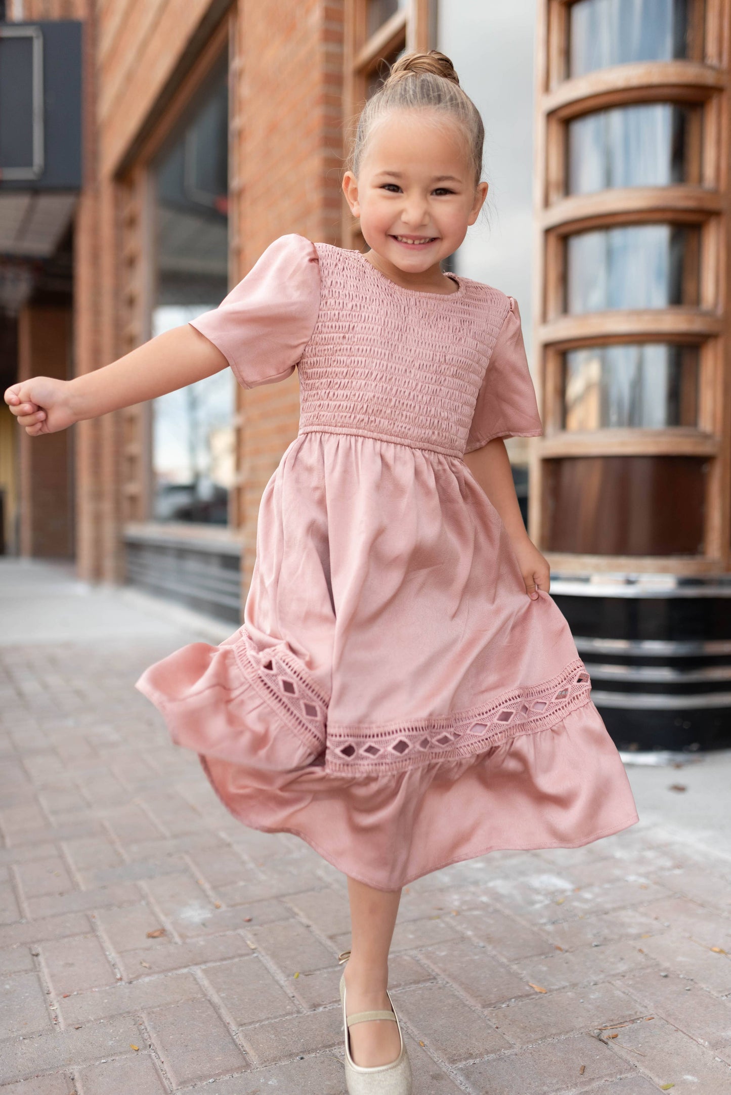 Millie Blush Smocked Little Girl Dress (2T-8Y)