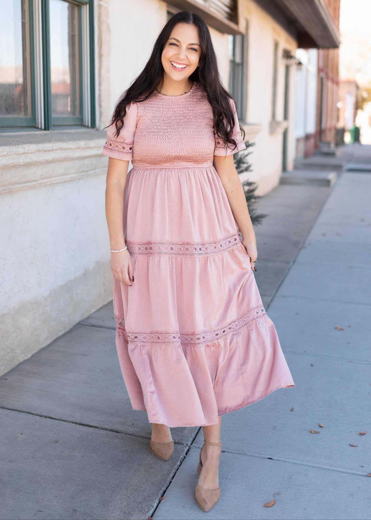Millie Blush Smocked Dress