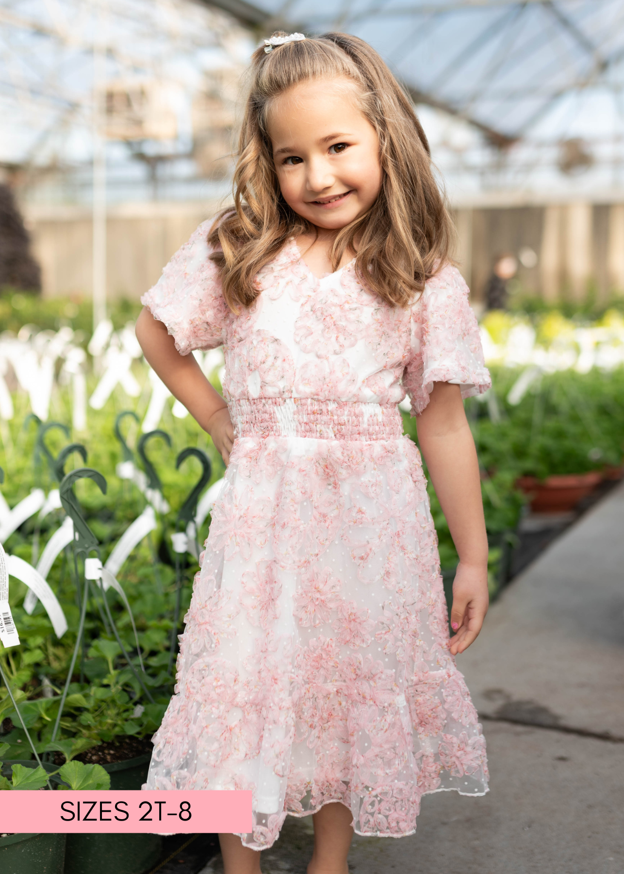 Aubree Pink Floral Little Girls Dress (2T-8Y)
