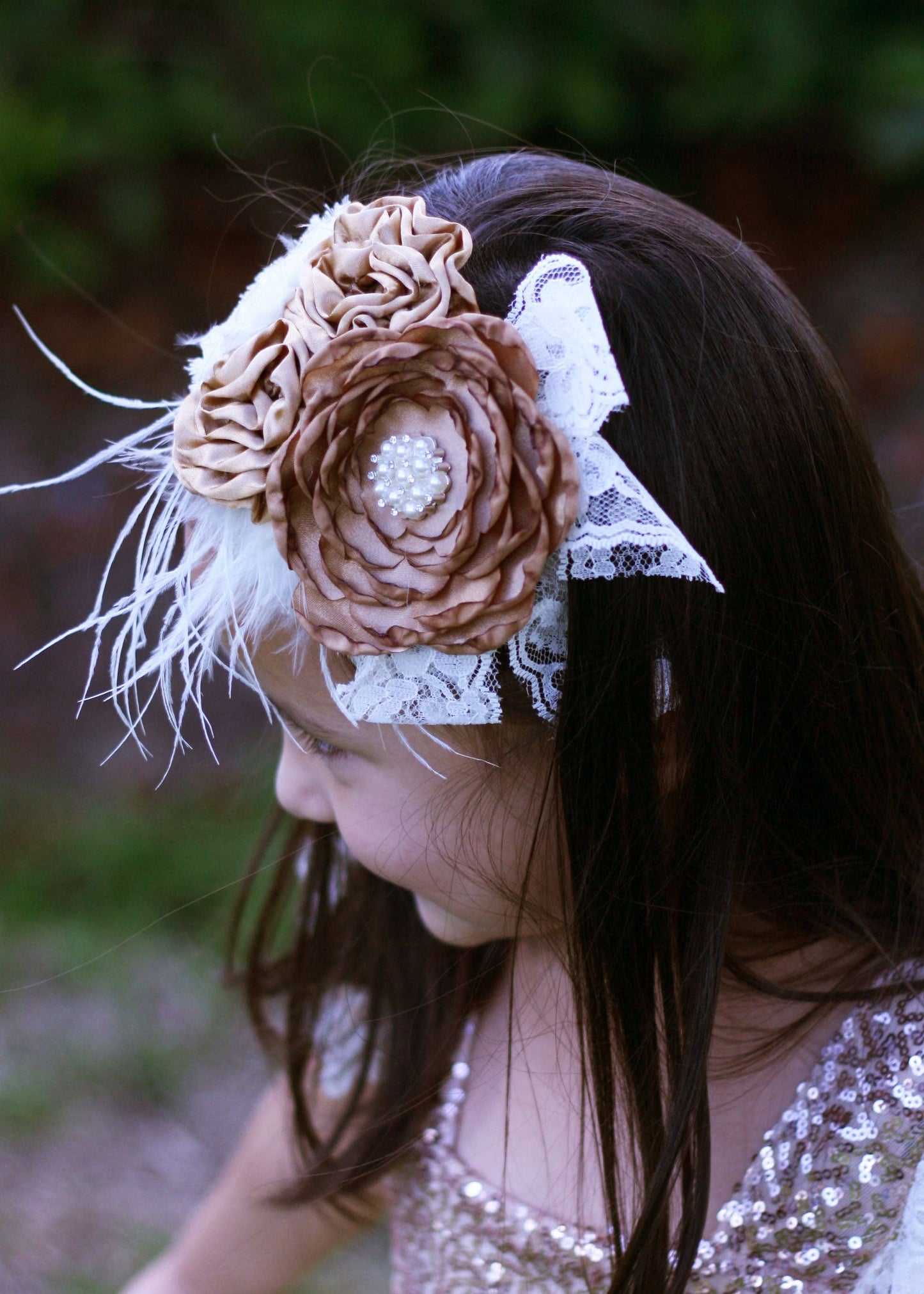 Rustic Flowers & Lace Headband