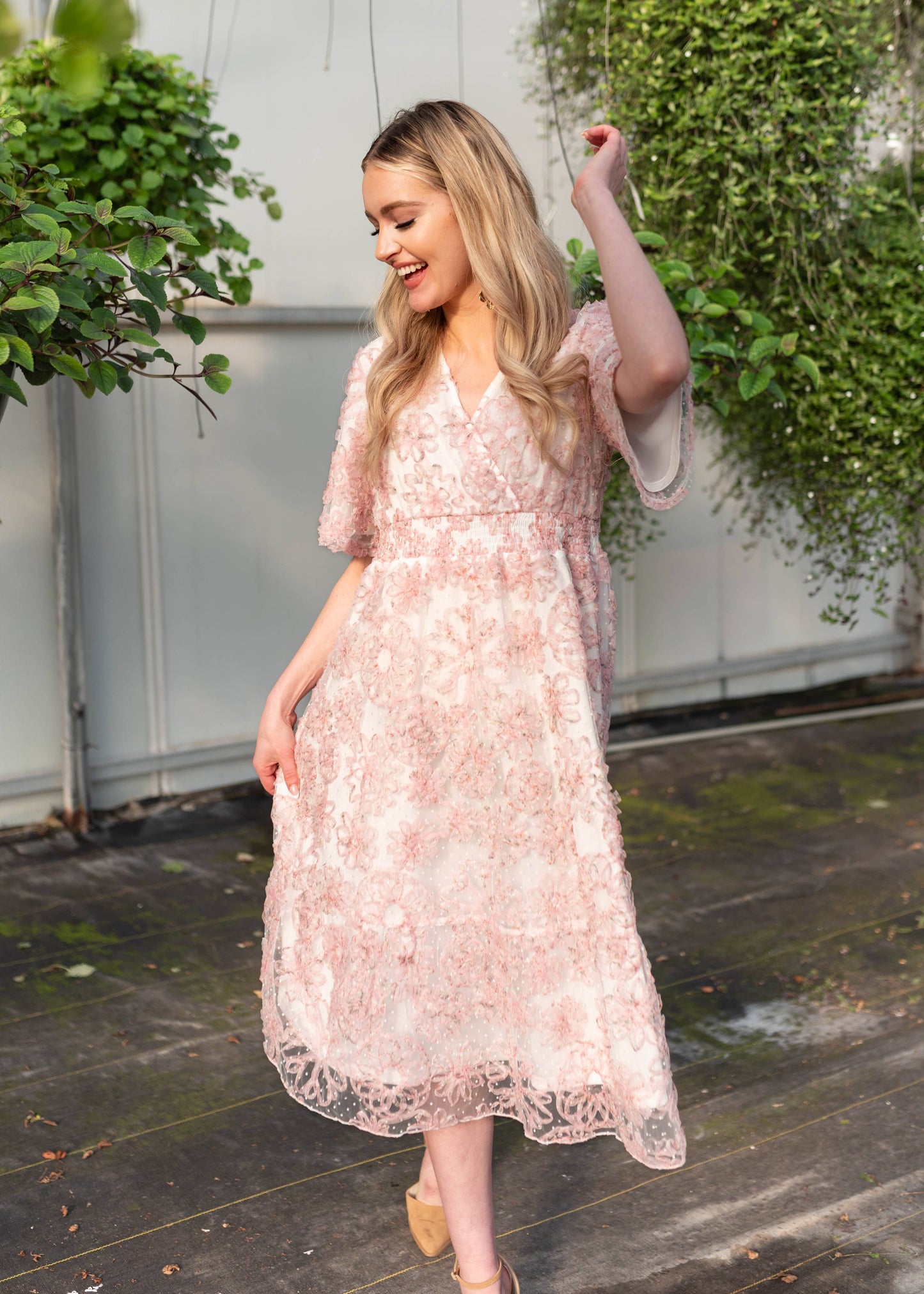 Aubree Pink Floral Dress