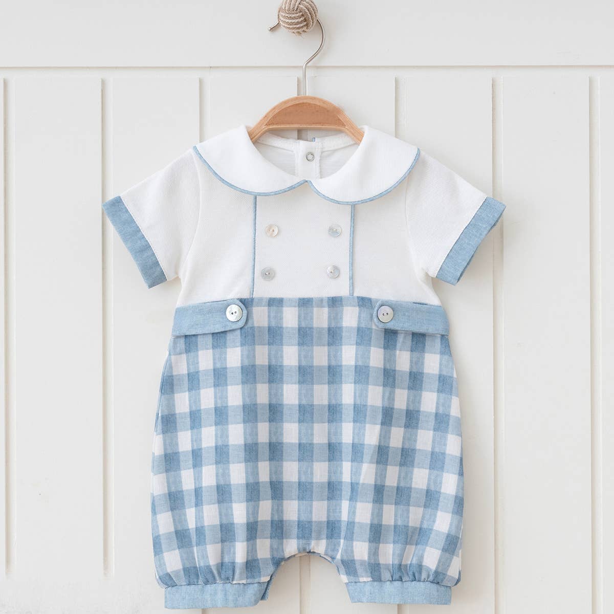 Cotton Elegant Plaid Patterned Elegant Boy Romper