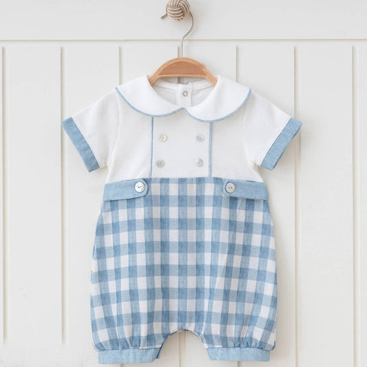 Cotton Elegant Plaid Patterned Elegant Boy Romper