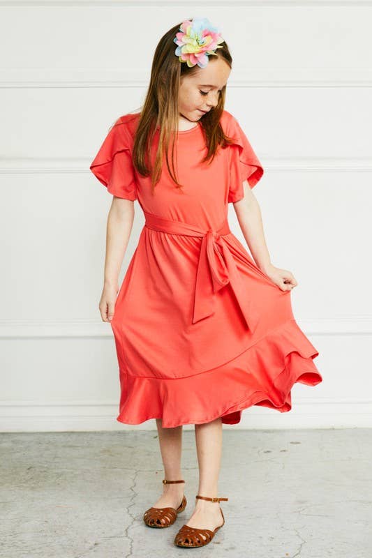 Tulip Ruffle Wrap Midi Dress