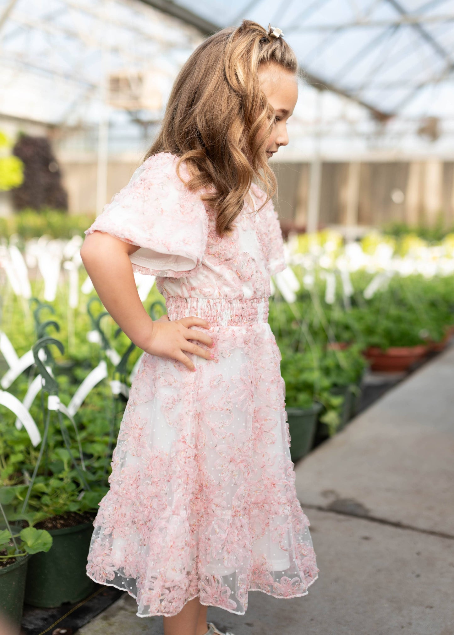 Aubree Pink Floral Little Girls Dress (2T-8Y)