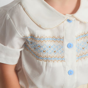 Lil Lads 2pc Smocked Short Set in Blue, Sand or Mint