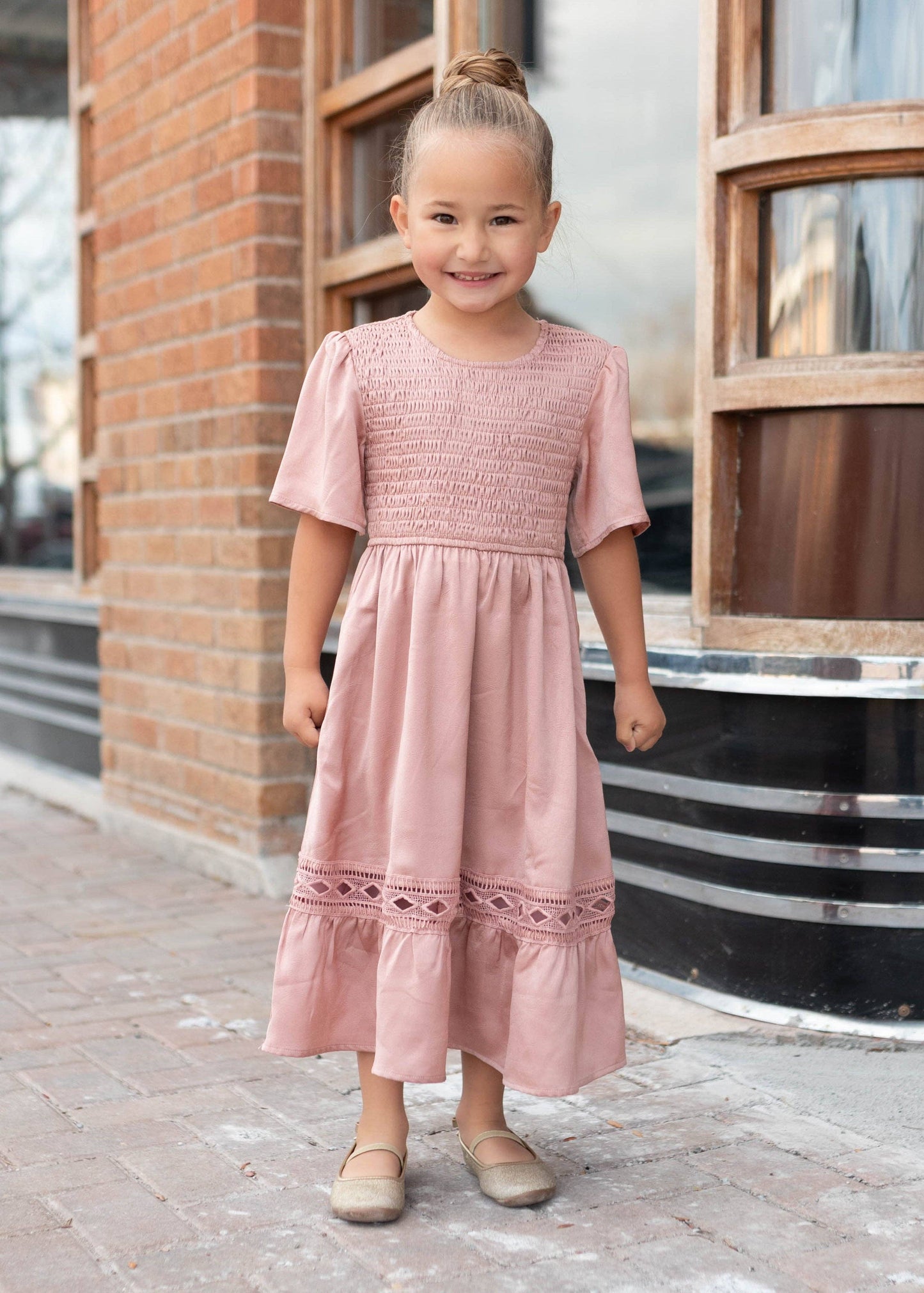 Millie Blush Smocked Little Girl Dress (2T-8Y)