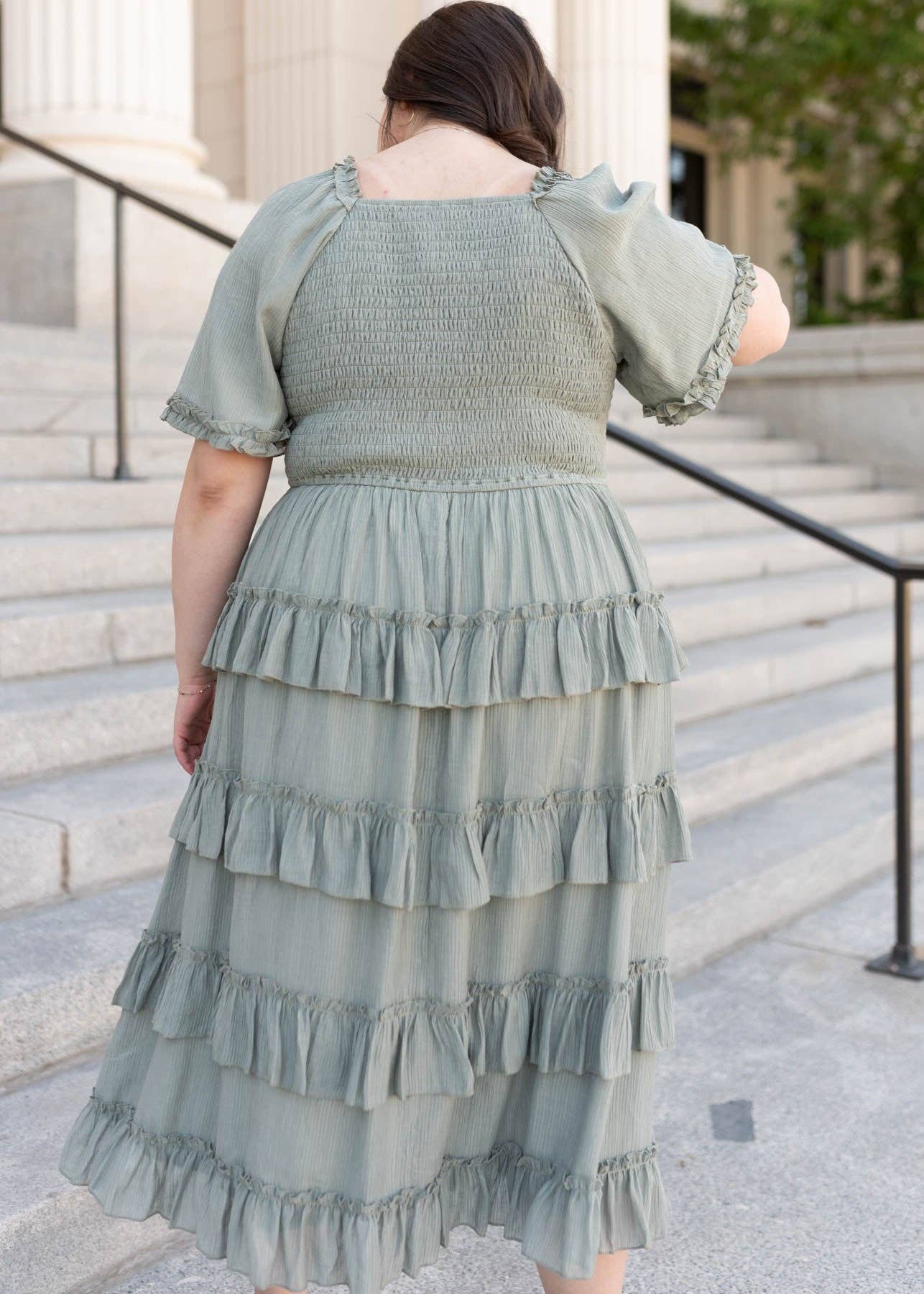 Korin Sage Ruffle Tiered Dress