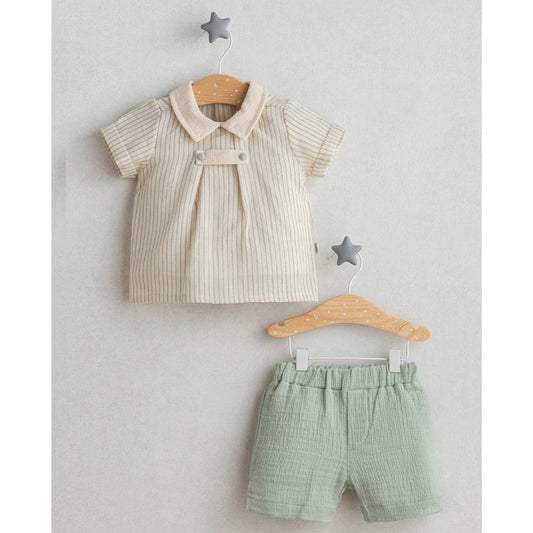 Natural Muslin Top & Shorts Set
