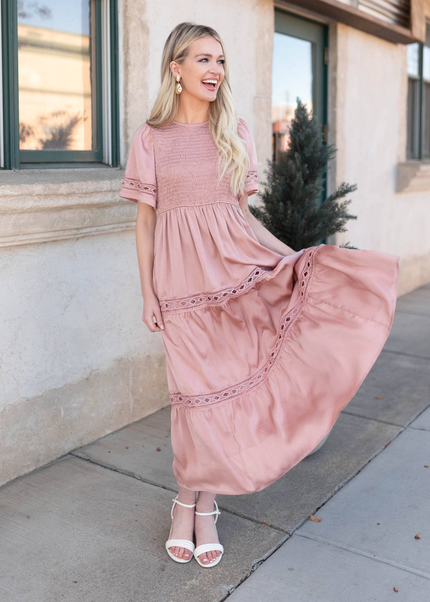 Millie Blush Smocked Dress