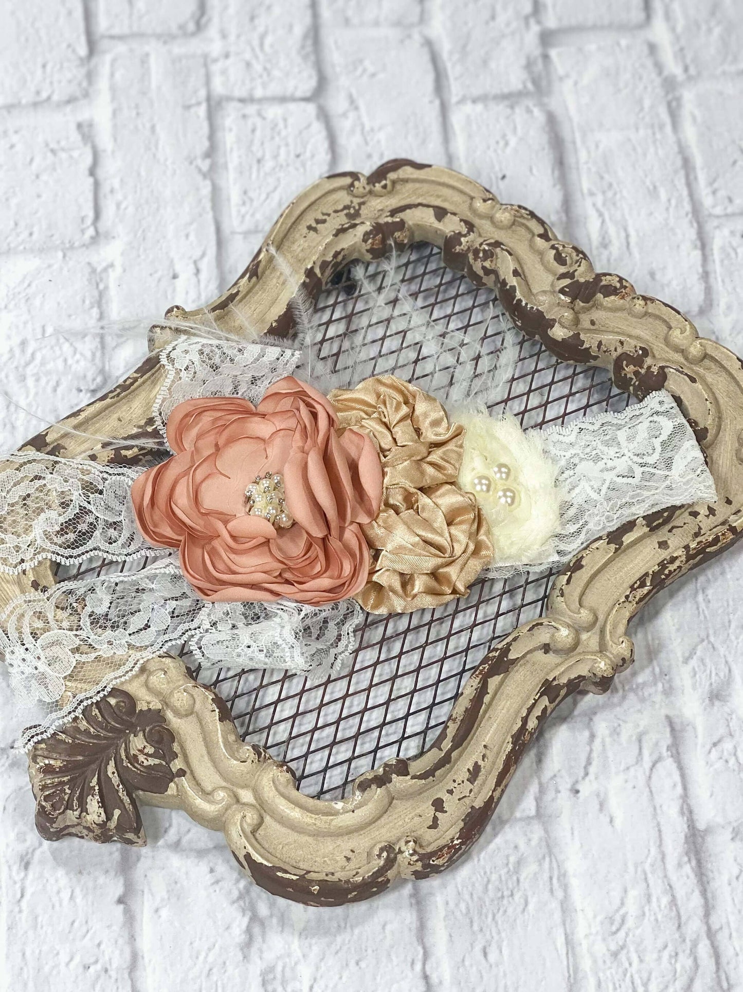 Rustic Flowers & Lace Headband