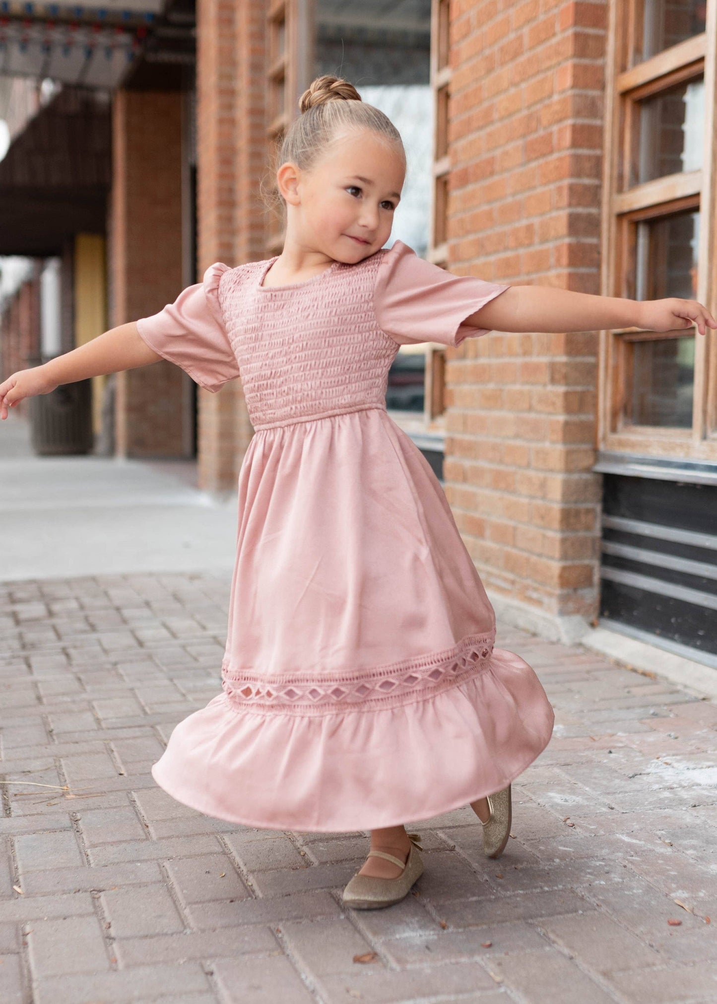 Millie Blush Smocked Little Girl Dress (2T-8Y)