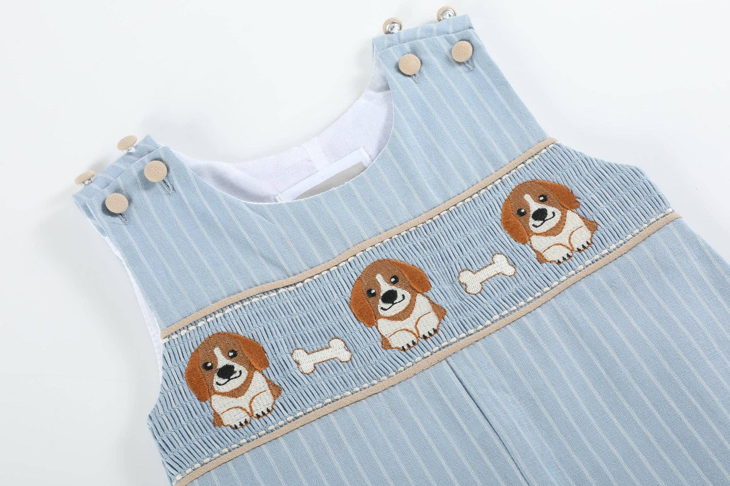 Light Blue Puppy Smocked Overalls