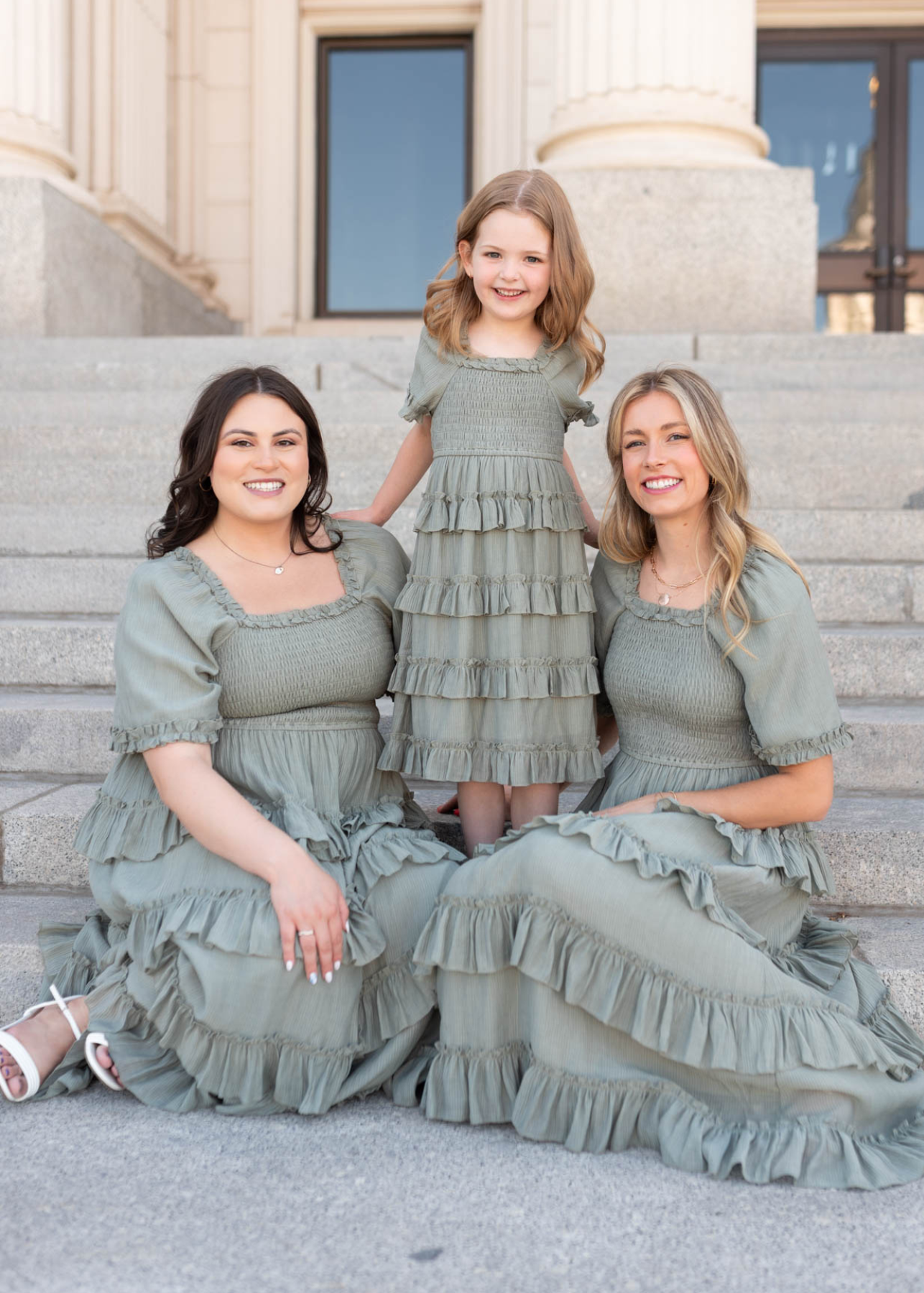 Korin Sage Ruffle Tiered Little Girl Dress (2T-8Y)