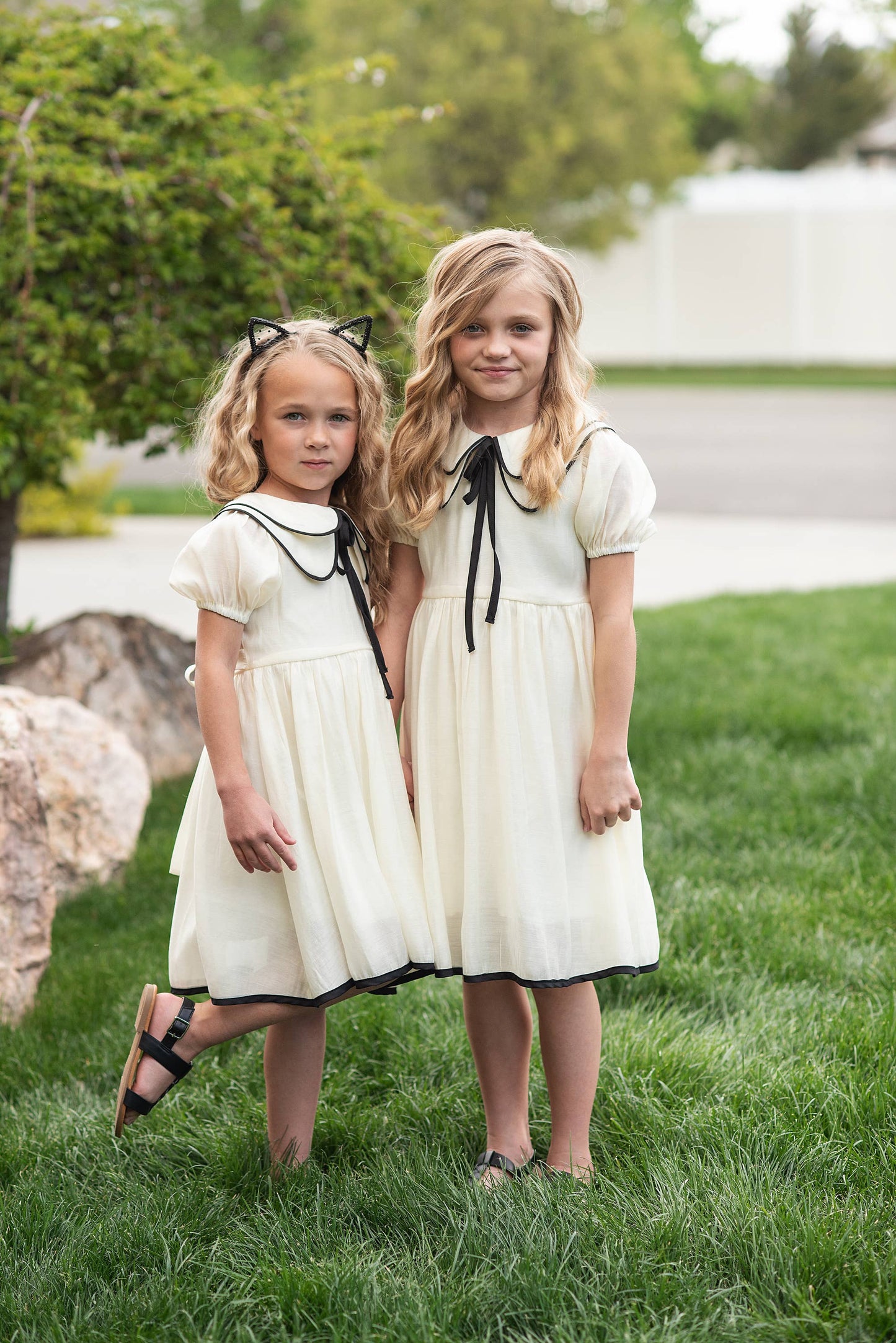 Girls Ivory & Black Dress