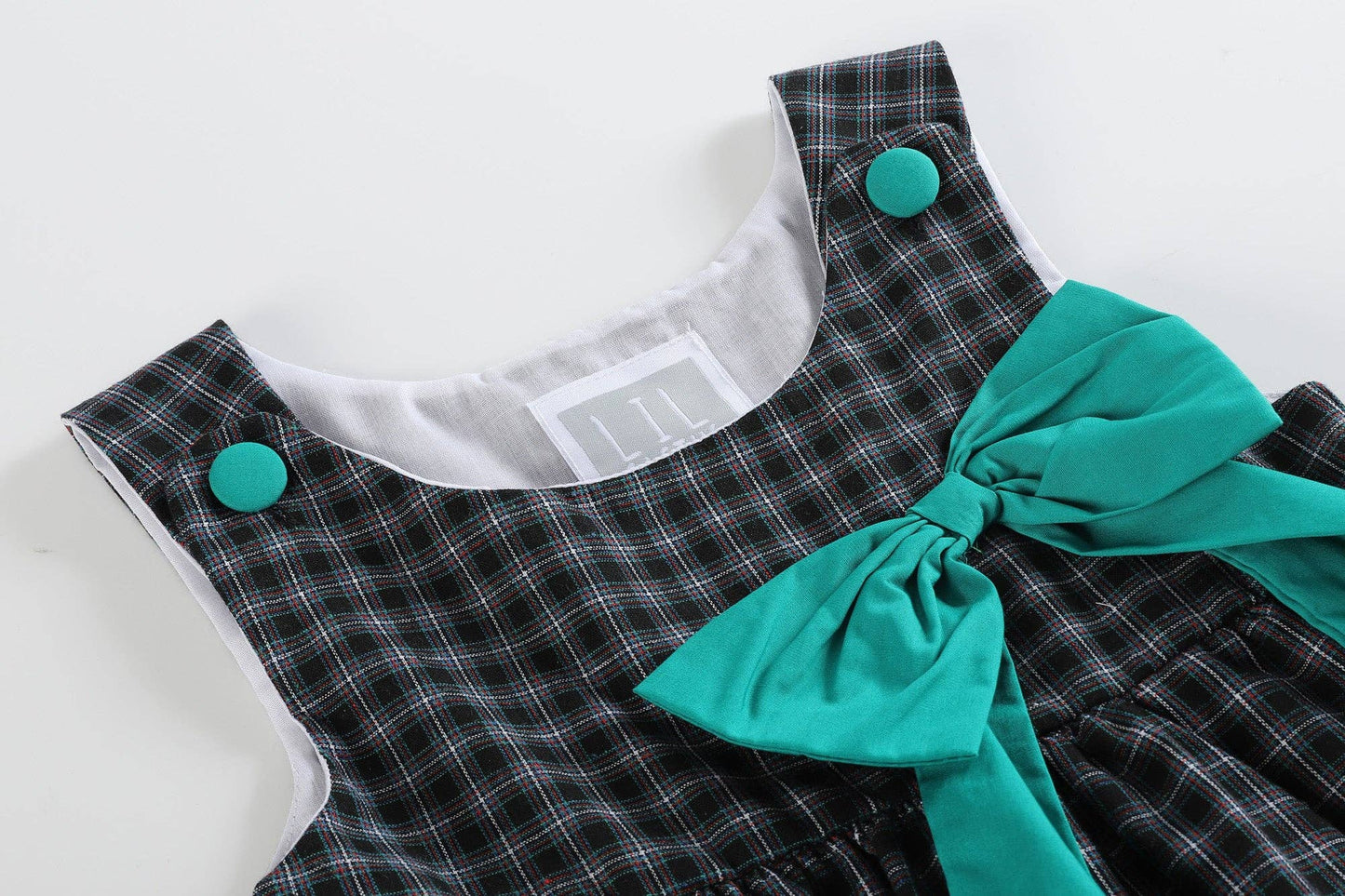 Plaid Christmas Tree Baby Dress with Bow