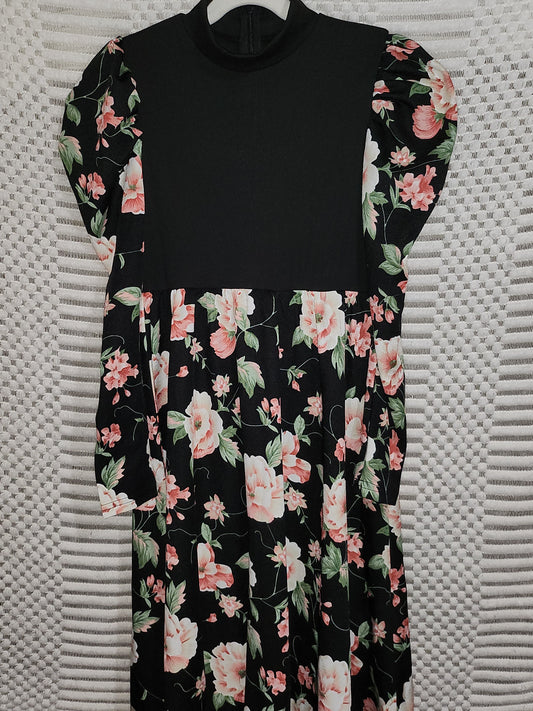 Floral Print Mock Neck Dress