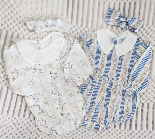 Baby Flower Print Romper & Headband