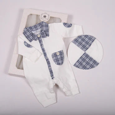 Lil Lads Plaid Romper & Hat