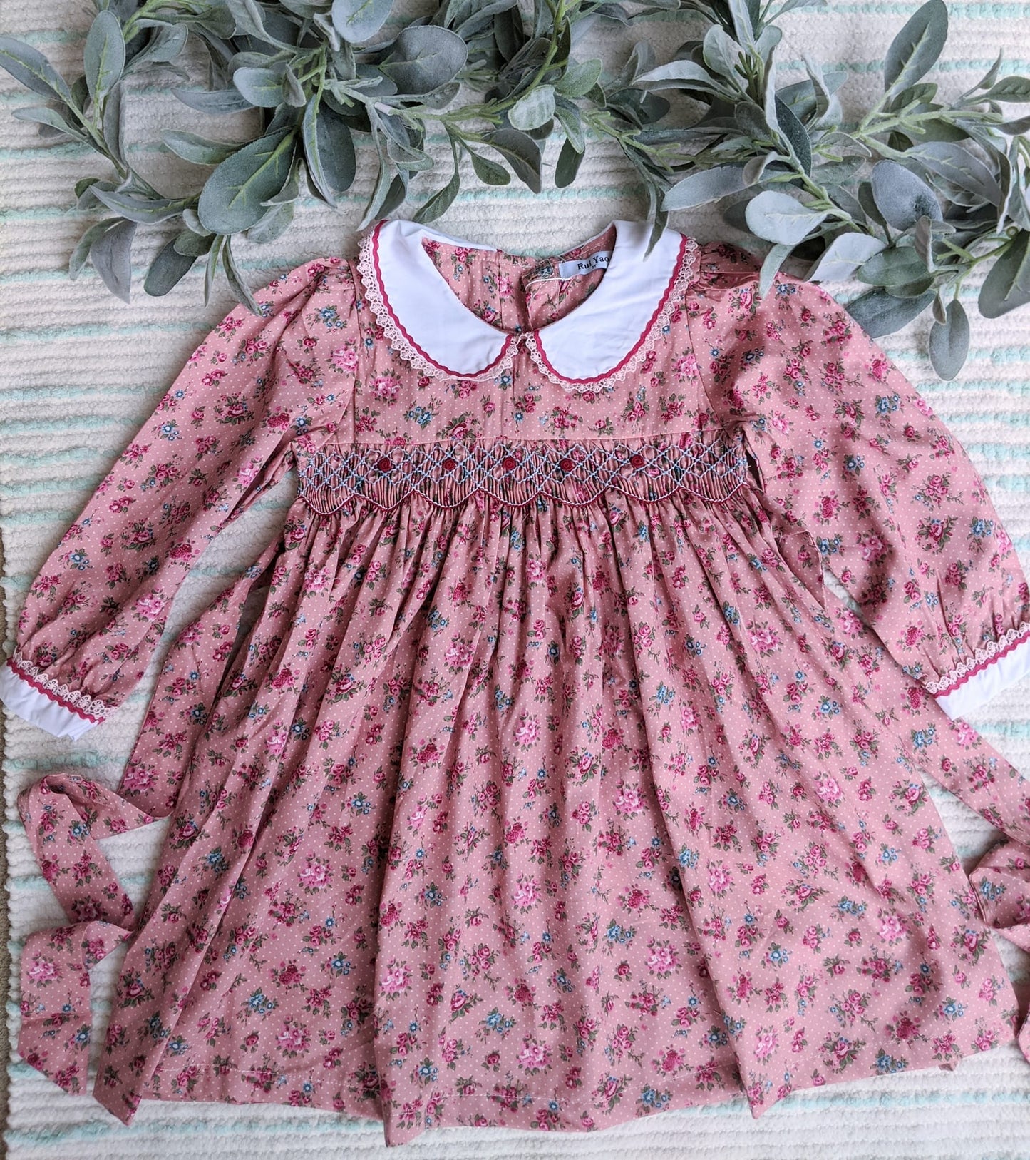 Mauve Floral Smocked Dress