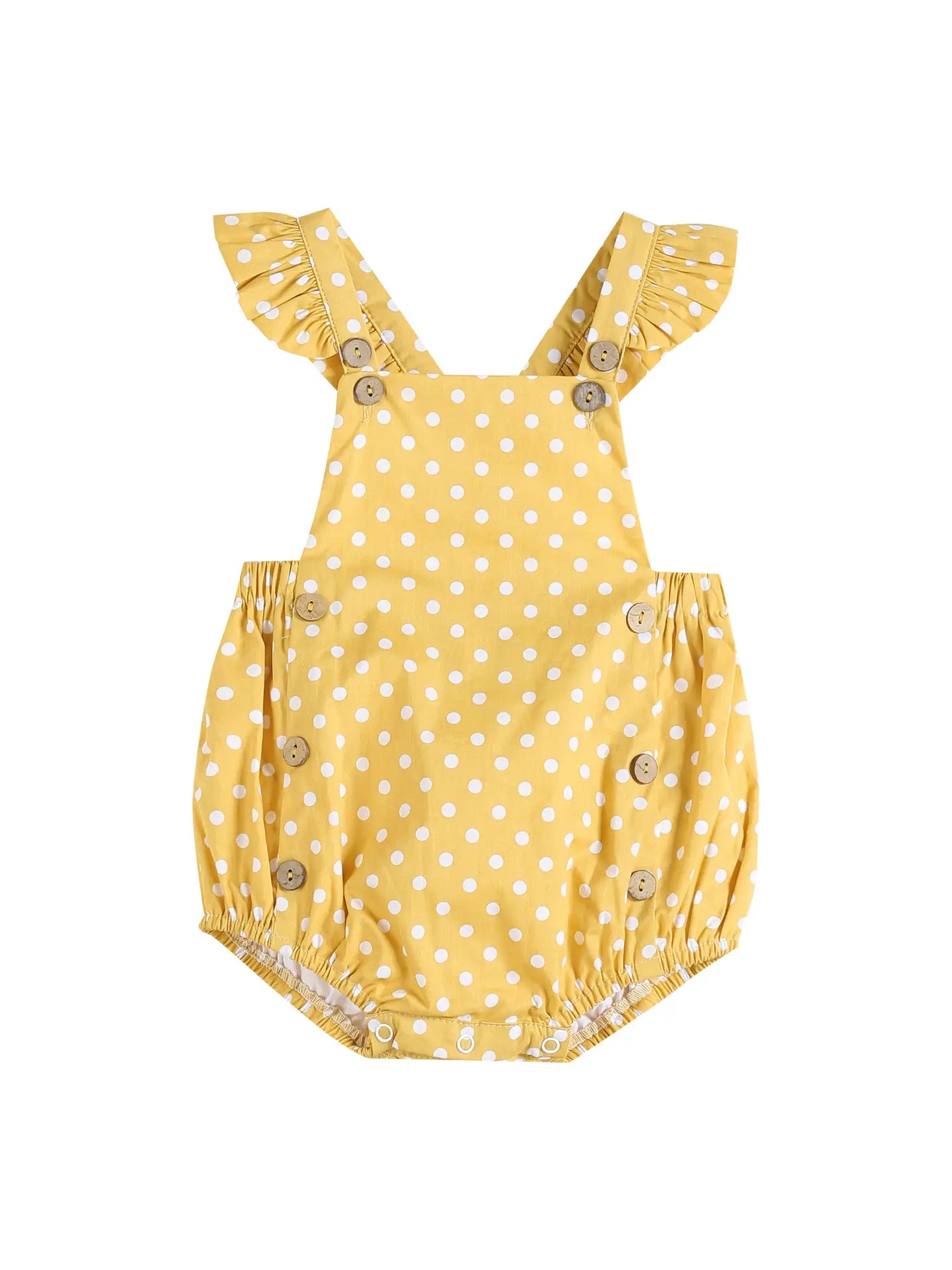 Mustard Dot Baby Ruffle Romper