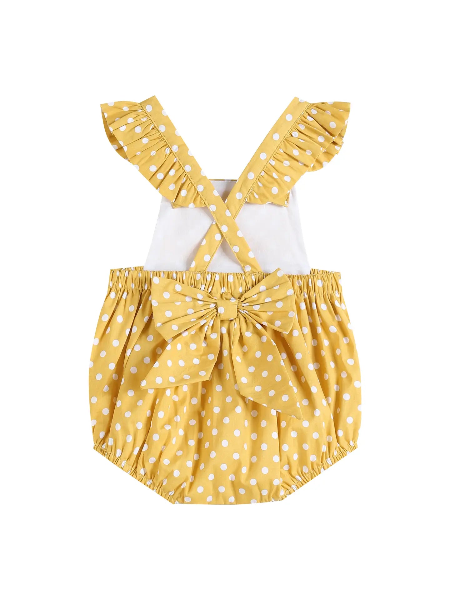 Mustard Dot Baby Ruffle Romper