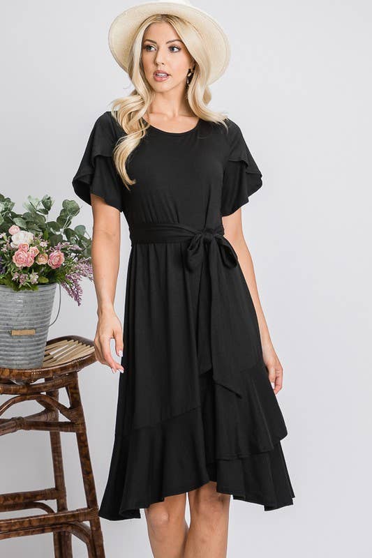 Tulip Ruffle Wrap Midi Dress