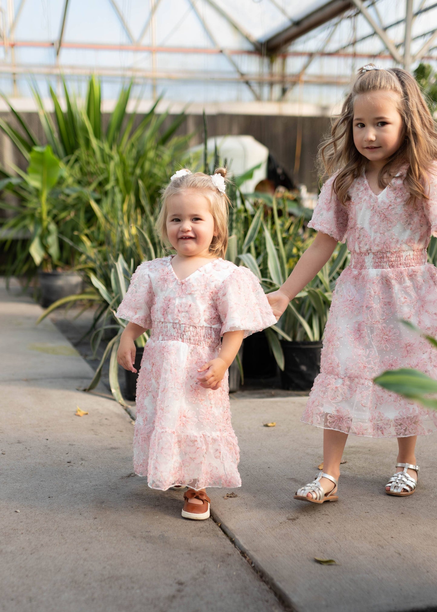 Aubree Pink Floral Little Girls Dress (2T-8Y)