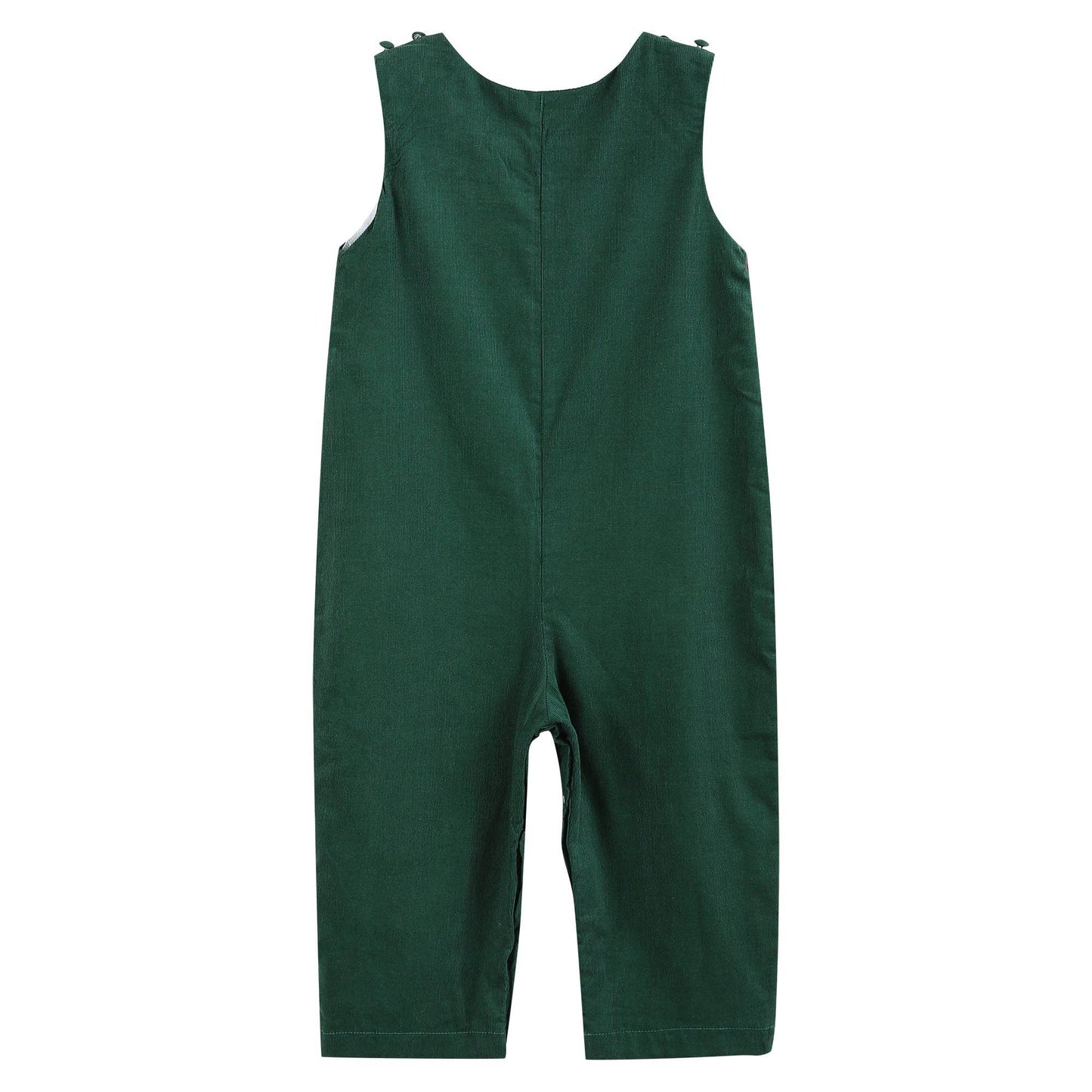 Green Christmas Smocked Overalls