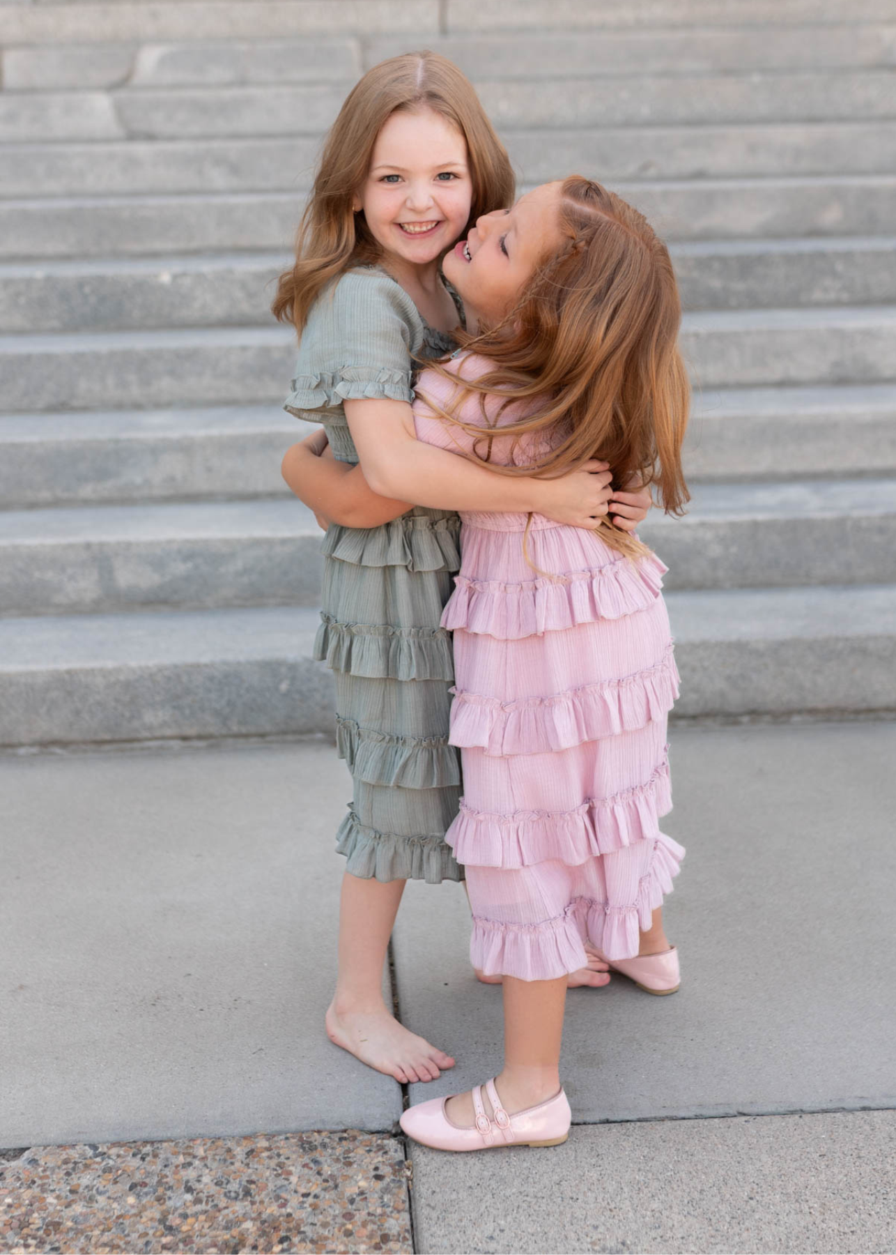 Korin Sage Ruffle Tiered Little Girl Dress (2T-8Y)