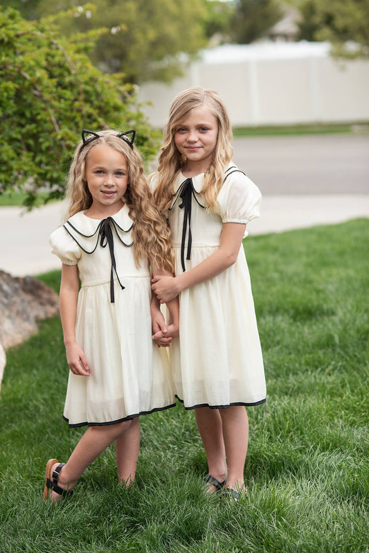 Girls Ivory & Black Dress