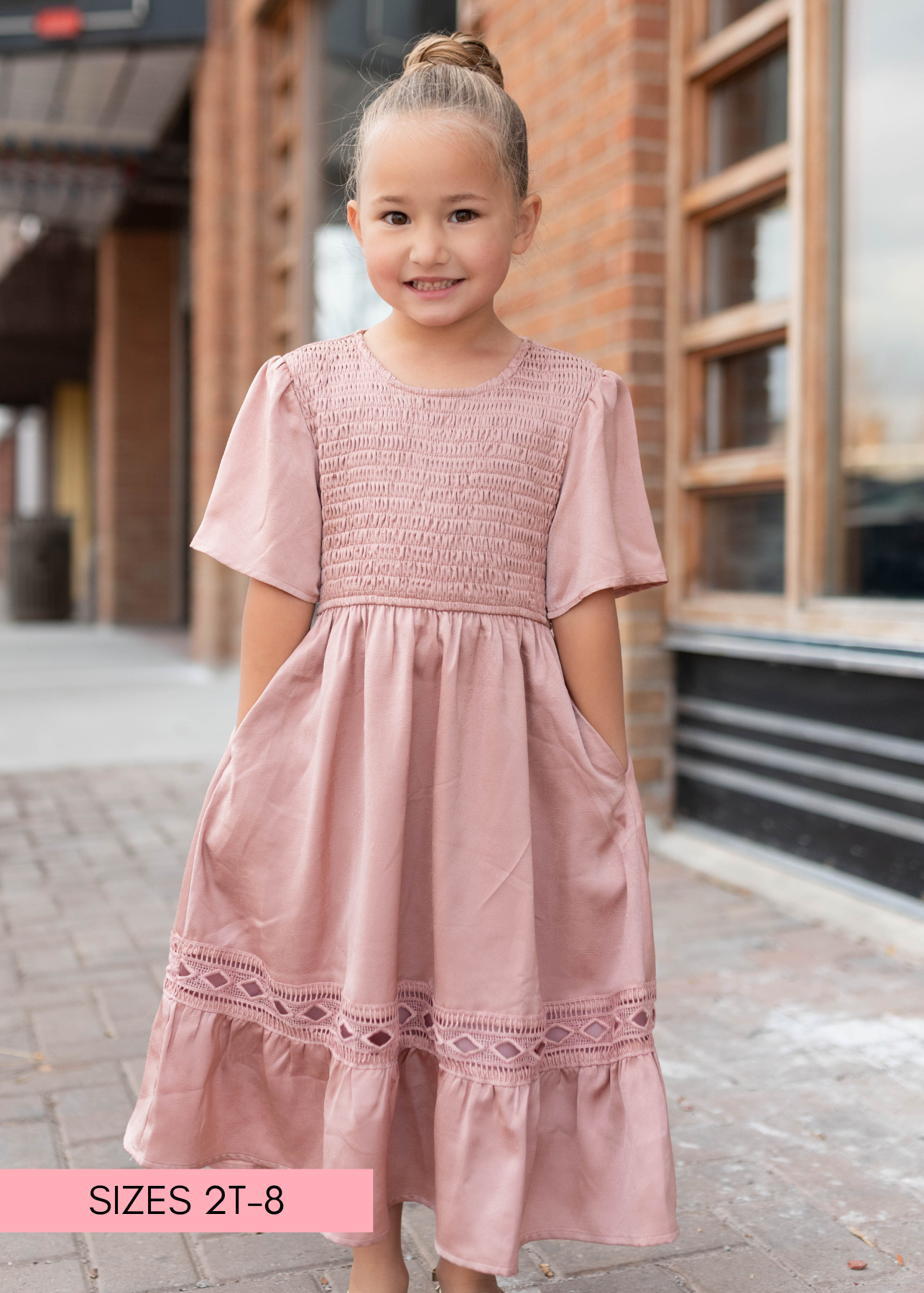 Millie Blush Smocked Little Girl Dress (2T-8Y)