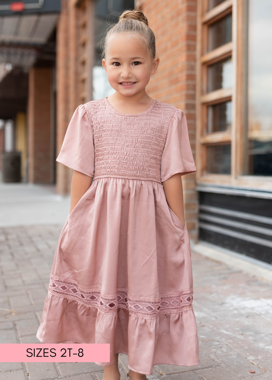 Millie Blush Smocked Little Girl Dress (2T-8Y)