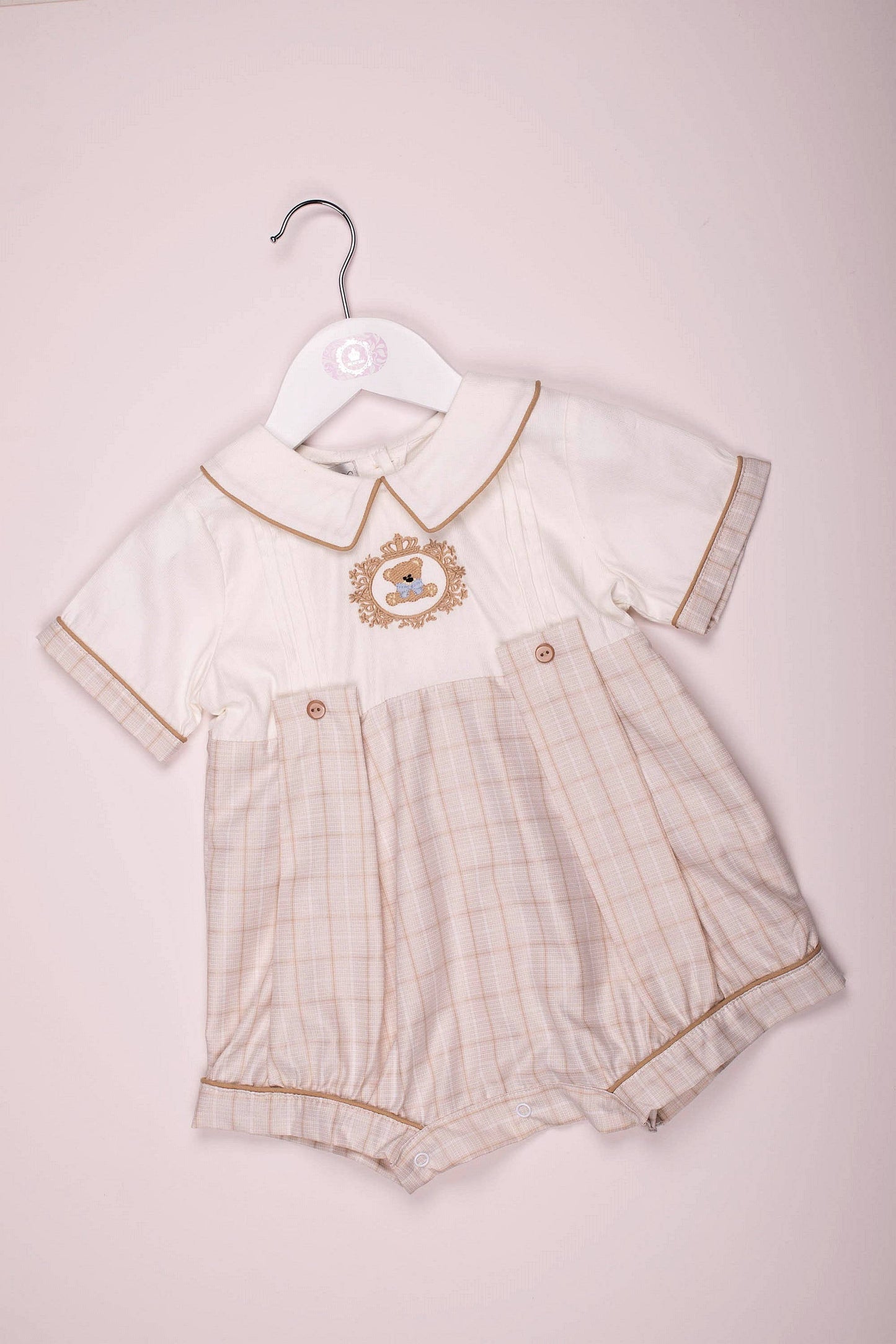 Lil Lads Teddy Romper in Sand