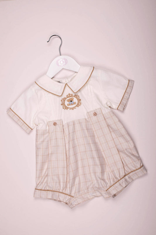Lil Lads Teddy Romper in Sand