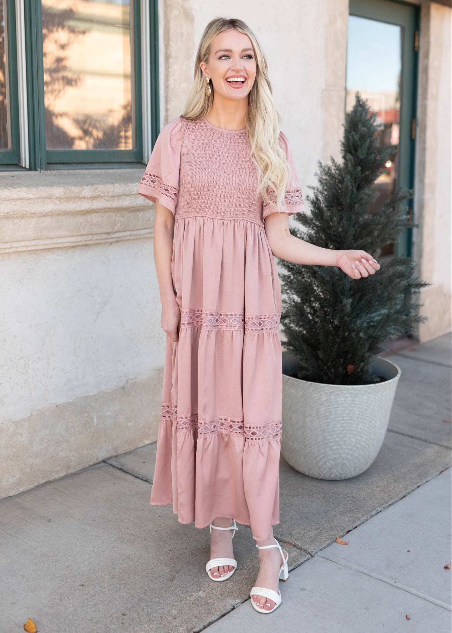 Millie Blush Smocked Dress