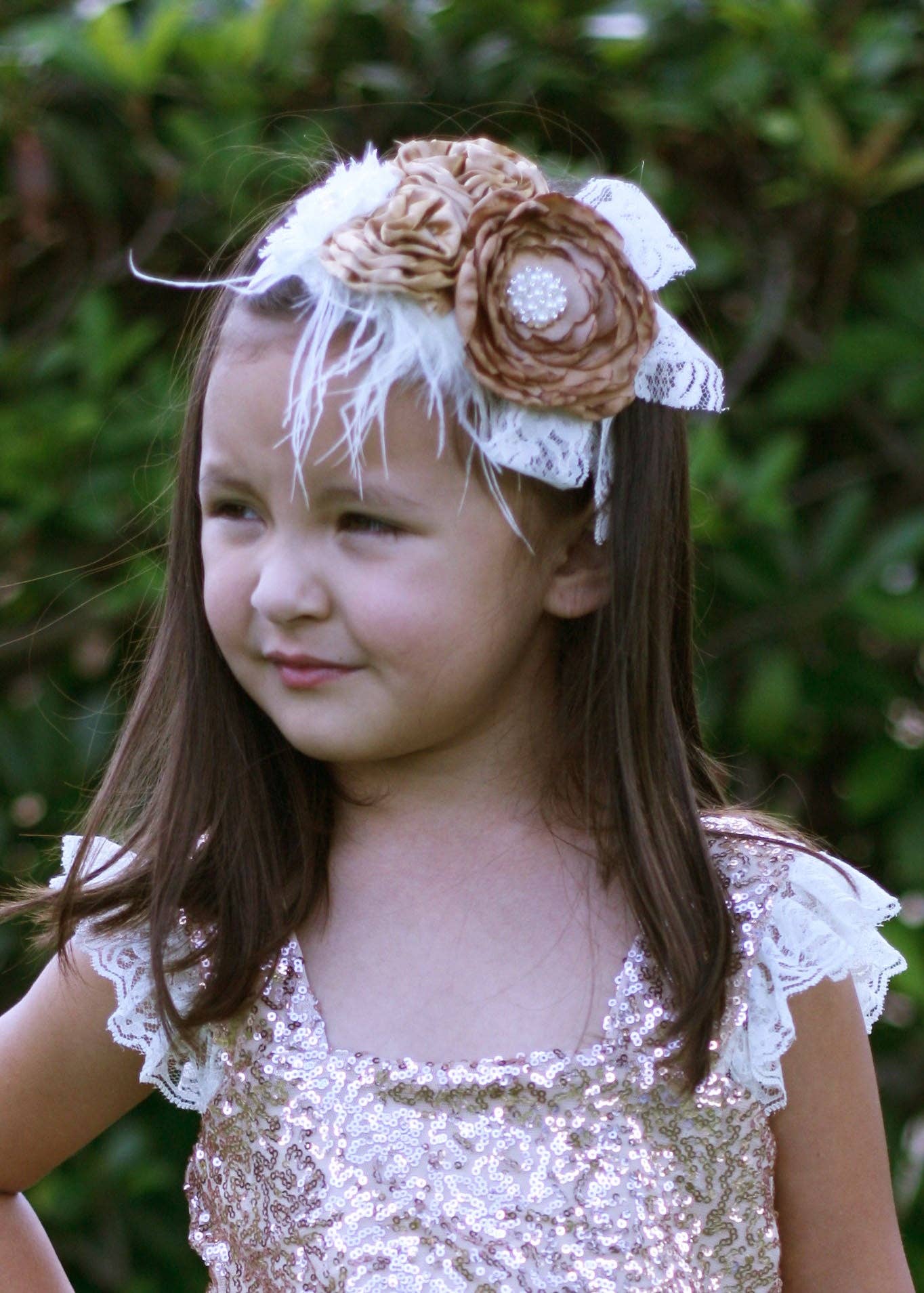 Rustic Flowers & Lace Headband