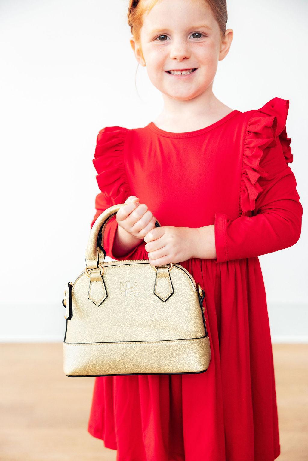 Red L/S Ruffle Twirl Dress